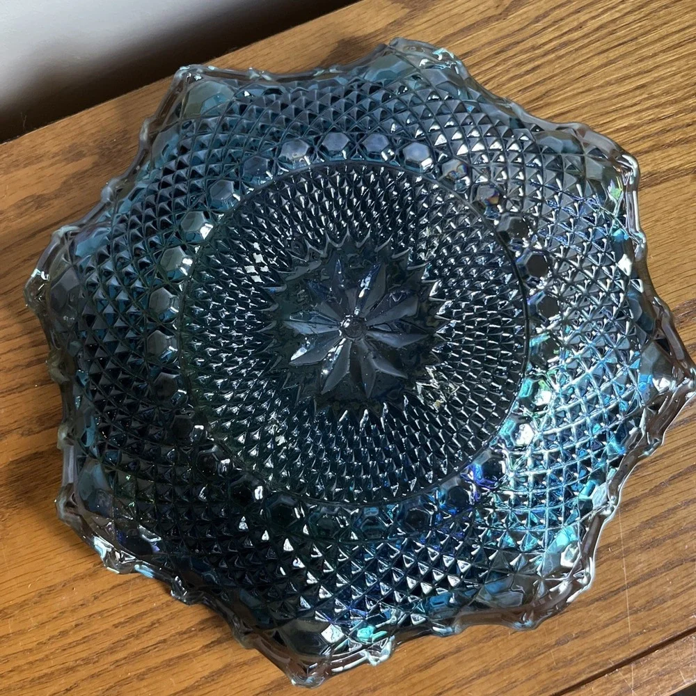 Vintage Indiana Blue Carnival Glass 10